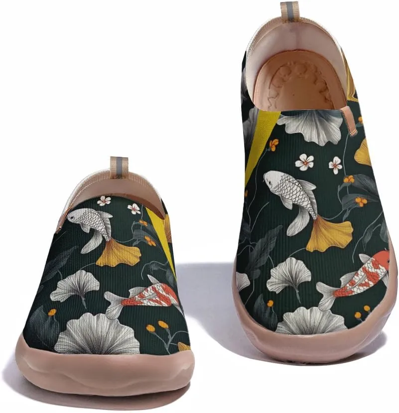 Women's Fashion Floral Breathable Painted Knitted Slip-On Loafers Casual Breathable Travel Shoes