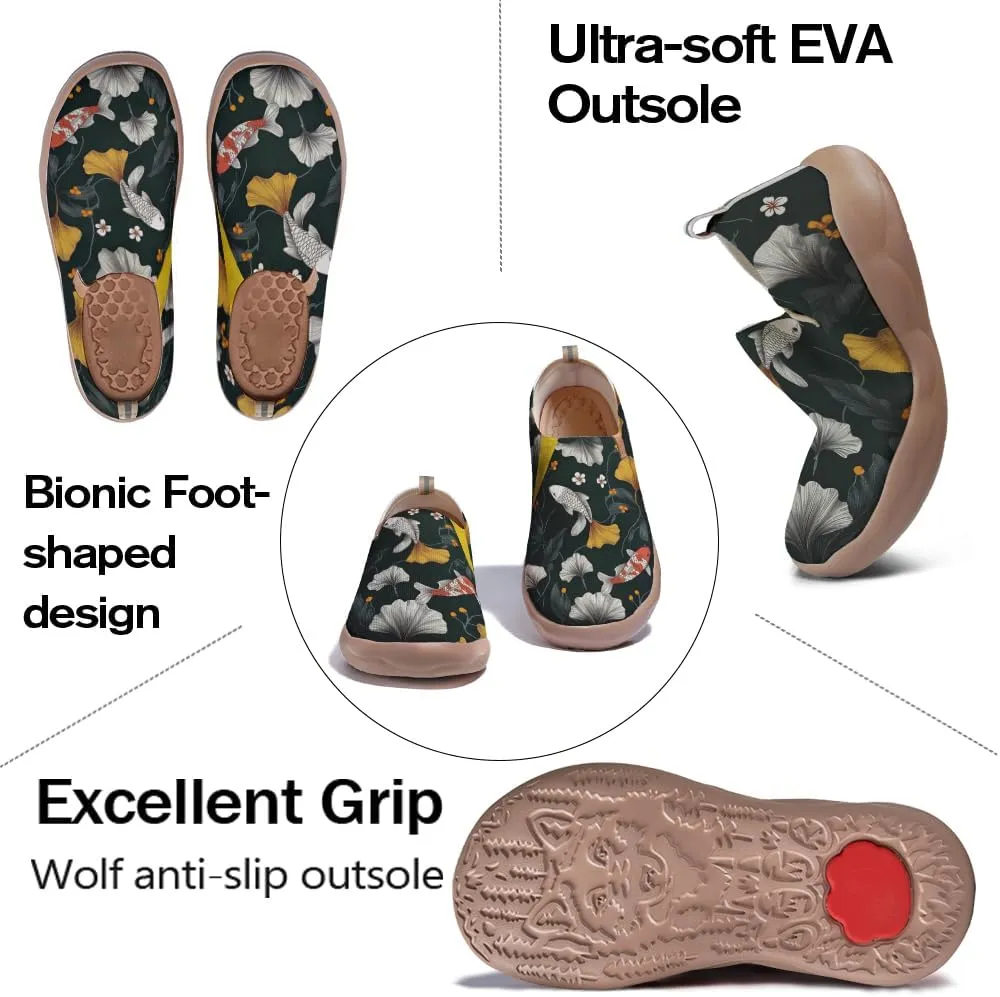 Women's Fashion Floral Breathable Painted Knitted Slip-On Loafers Casual Breathable Travel Shoes