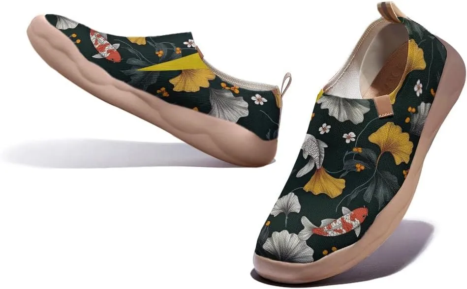 Women's Fashion Floral Breathable Painted Knitted Slip-On Loafers Casual Breathable Travel Shoes