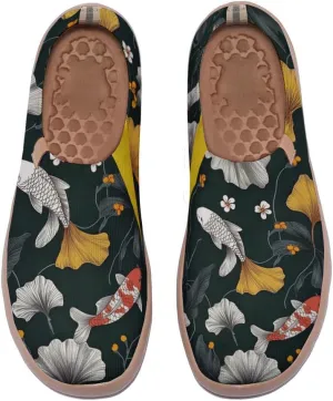 Women's Fashion Floral Breathable Painted Knitted Slip-On Loafers Casual Breathable Travel Shoes