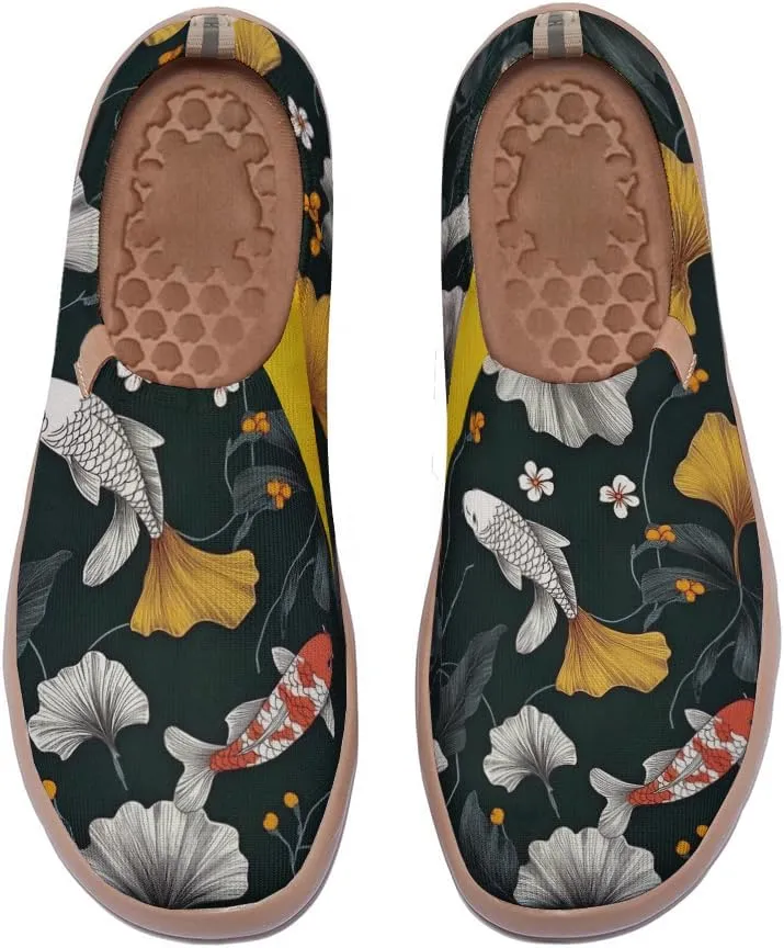 Women's Fashion Floral Breathable Painted Knitted Slip-On Loafers Casual Breathable Travel Shoes