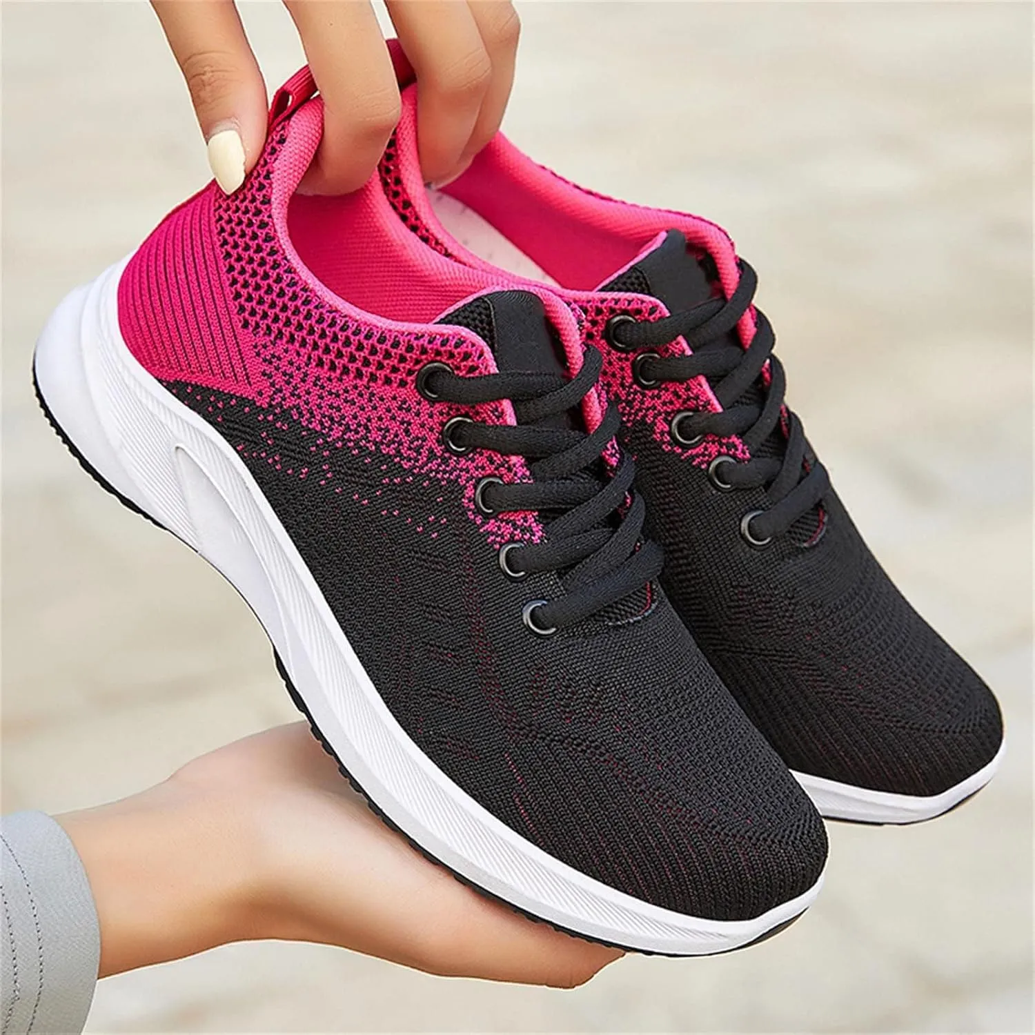 Womens Fashion Walking Running Shoes Mesh Breathable Gym Work Fashion Sneakers Ultra Lightweight Tennis Non Slip Shoes Athletic Comfortable Slip on Shoe