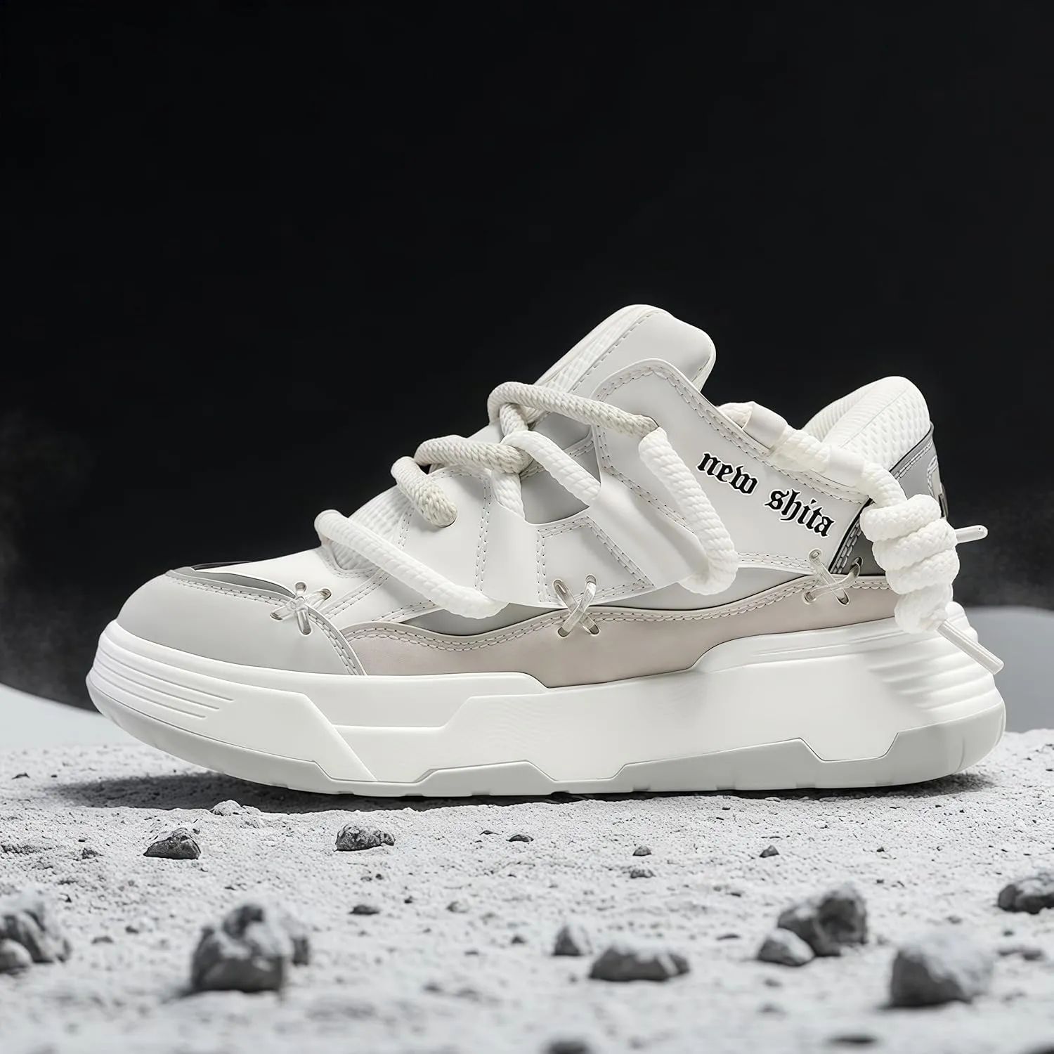 Women’s Faux Leather Fashion Platform Chunky Sneakers Lightweight Breathable Height Increasing Unisex Casual Walking Tennis Running Shoes