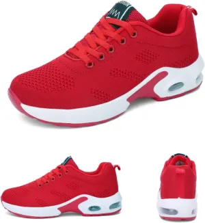 Women's Flying Knit Running Shoes - Lightweight Lace-up Sneakers for Daily Walking and Work, Garden Shoes