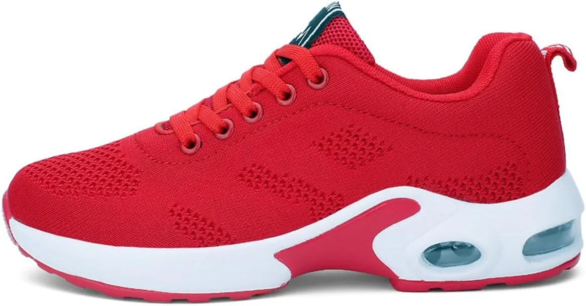 Women's Flying Knit Running Shoes - Lightweight Lace-up Sneakers for Daily Walking and Work, Garden Shoes