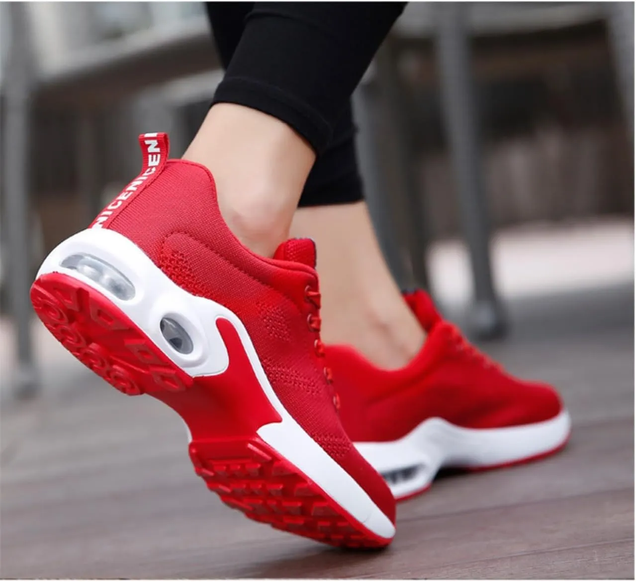 Women's Flying Knit Running Shoes - Lightweight Lace-up Sneakers for Daily Walking and Work, Garden Shoes