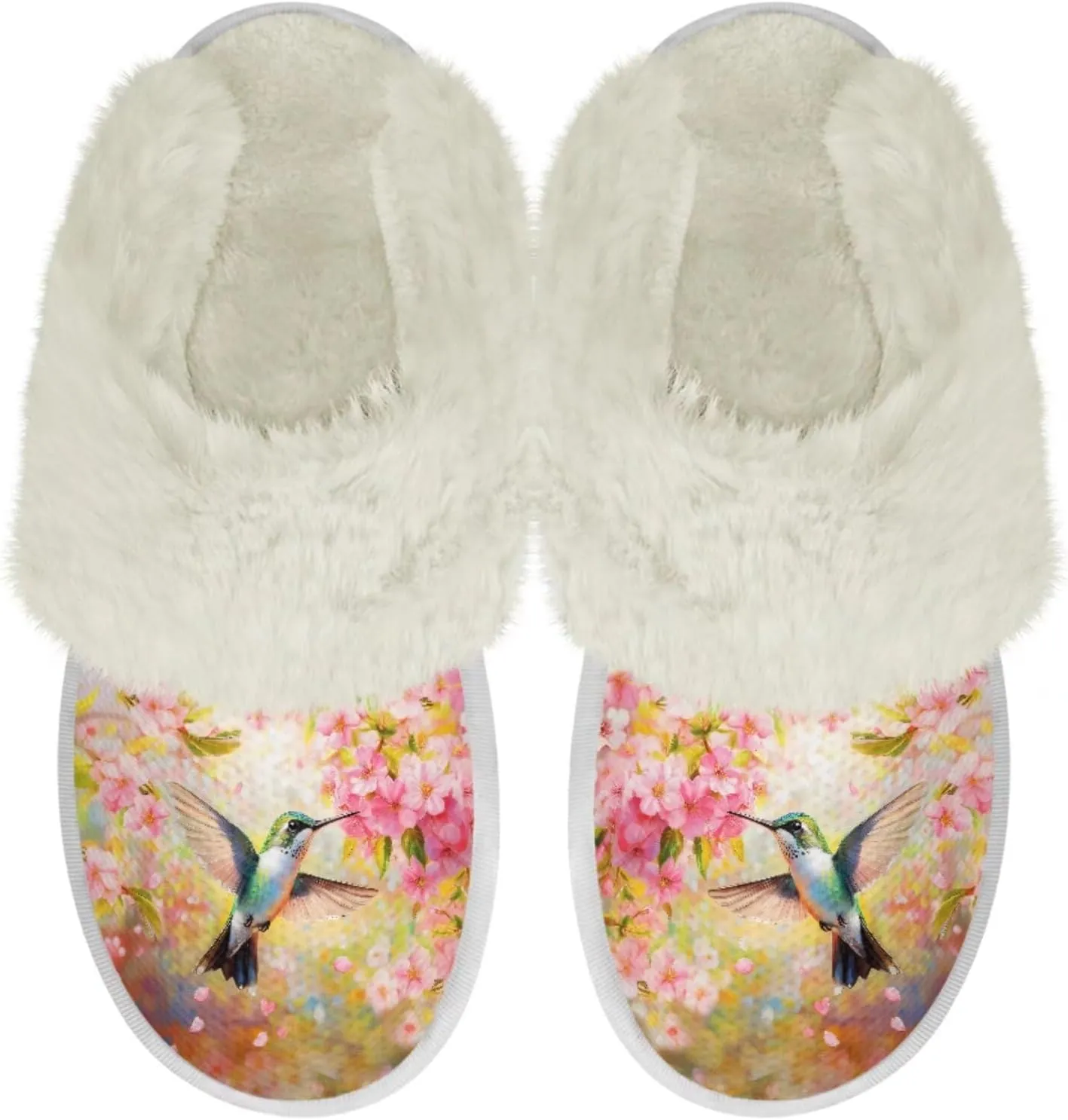 Women's Fuzzy Slip-on Slippers Cozy Lightweight House Slippers Non Slip Home Slippers Warm Winter Indoor Bedroom Slippers