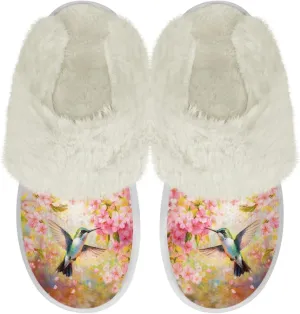 Women's Fuzzy Slip-on Slippers Cozy Lightweight House Slippers Non Slip Home Slippers Warm Winter Indoor Bedroom Slippers