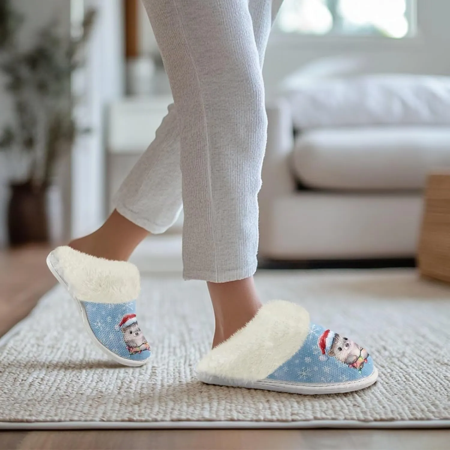 Women's Fuzzy Slip On Slippers Warm Cozy Soft Plush Slippers Lightweight Winter Fluffy Non Slip Indoor House Shoes Size 5-10