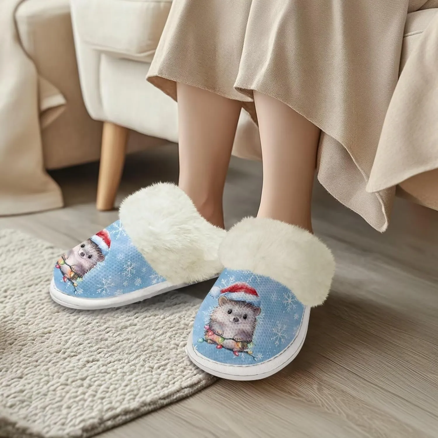 Women's Fuzzy Slip On Slippers Warm Cozy Soft Plush Slippers Lightweight Winter Fluffy Non Slip Indoor House Shoes Size 5-10