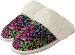 Women's Fuzzy Slippers Casual Slip On Soft Plush House Shoes with Non Skid Sole Comfortable Cotton Slipper Indoor Use for Spa Bath