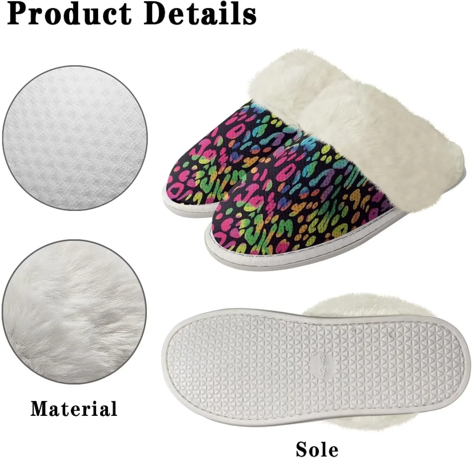 Women's Fuzzy Slippers Casual Slip On Soft Plush House Shoes with Non Skid Sole Comfortable Cotton Slipper Indoor Use for Spa Bath