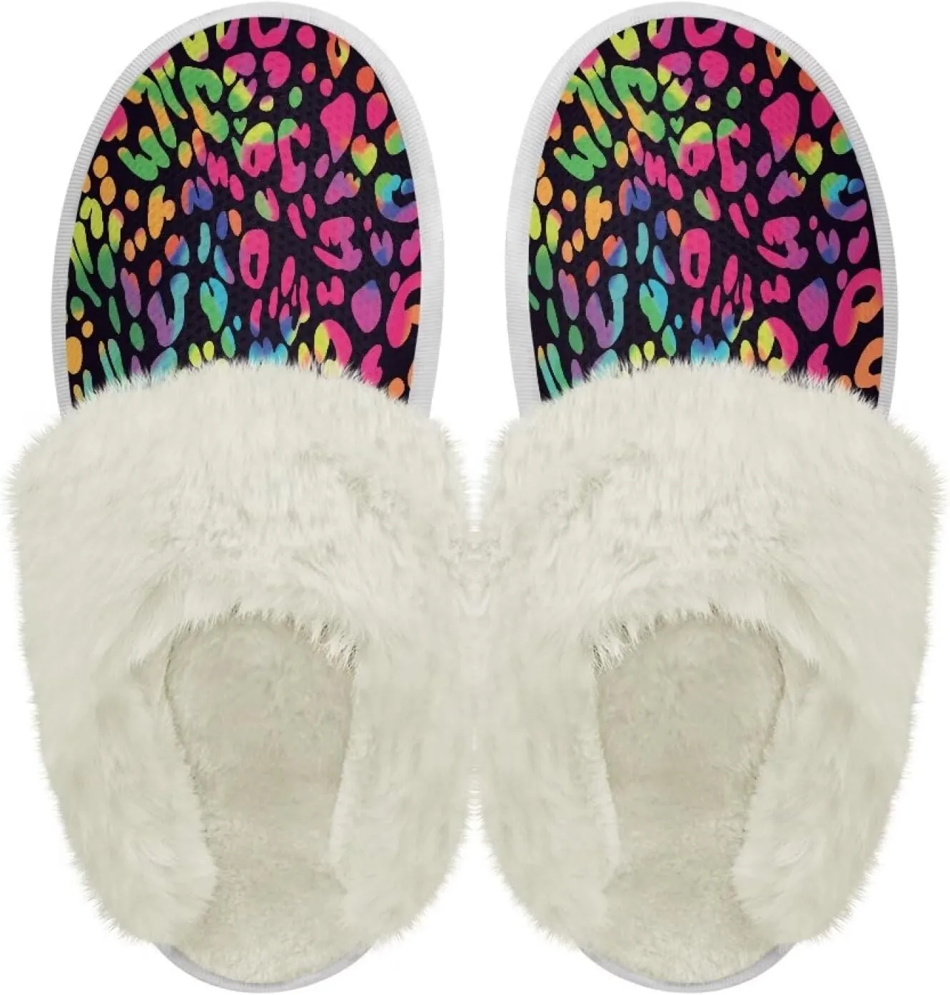Women's Fuzzy Slippers Casual Slip On Soft Plush House Shoes with Non Skid Sole Comfortable Cotton Slipper Indoor Use for Spa Bath