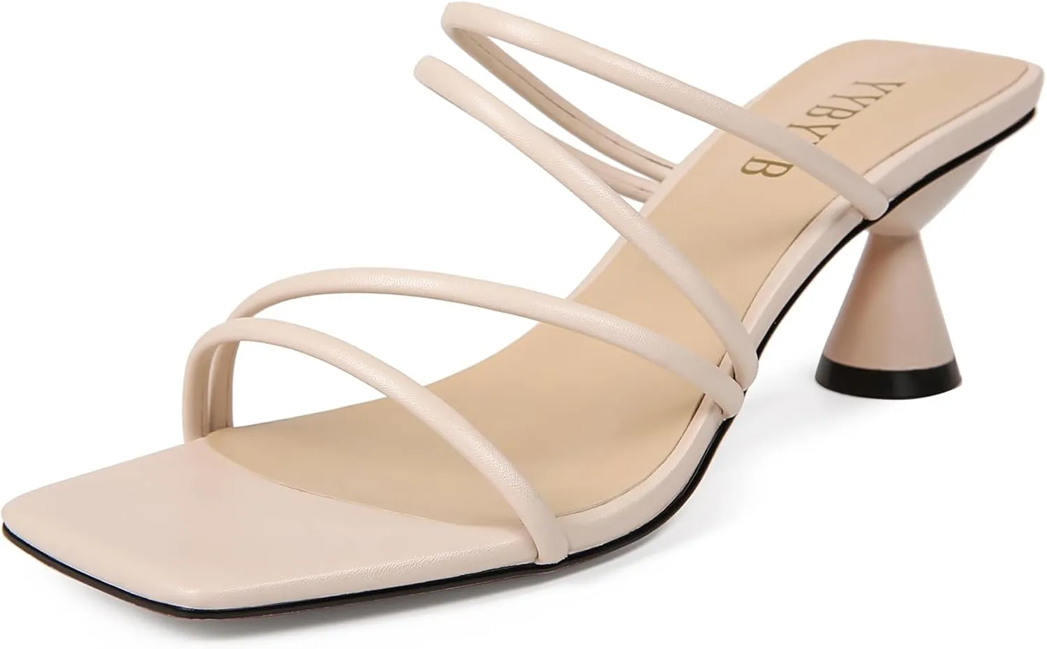 Women's Kitten Heels Square Open Toe Mule Heels Slip On Wedding Party Dress Shoes