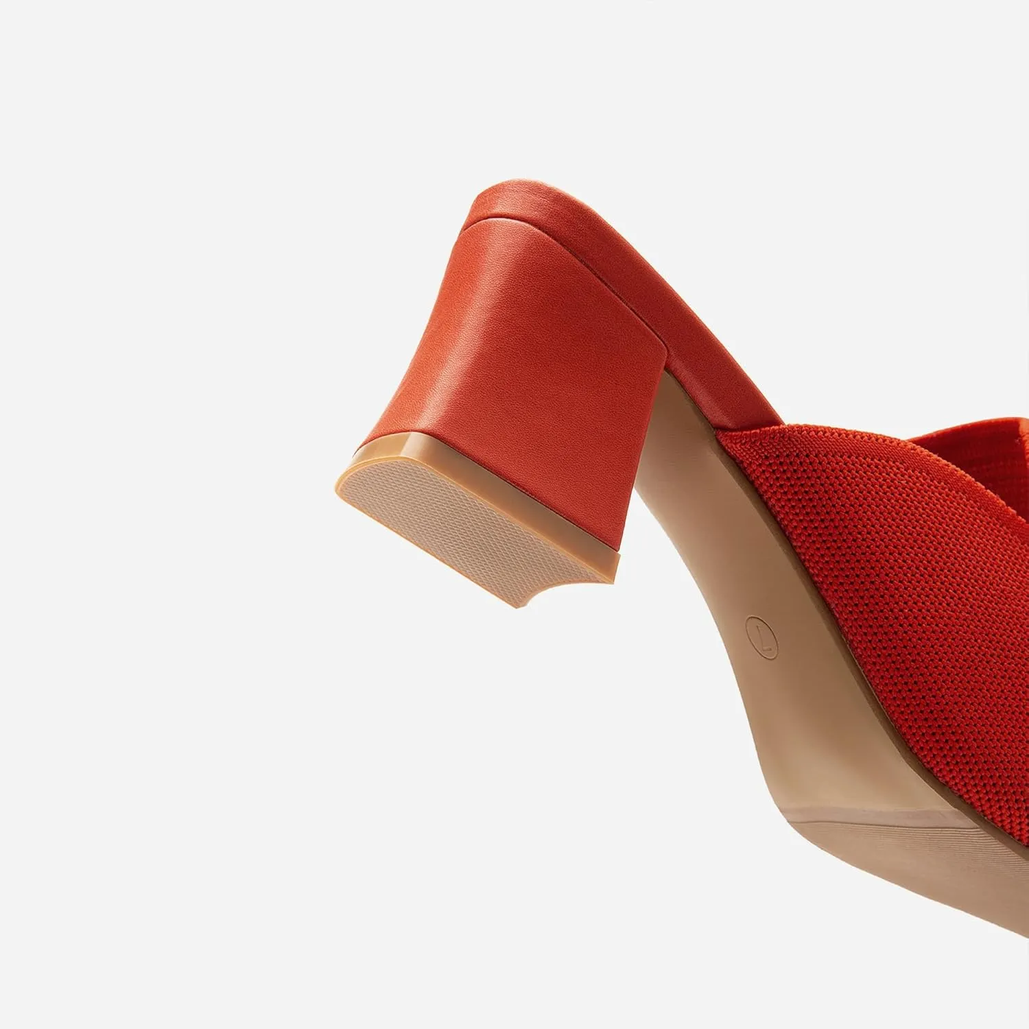 Women's Knit Pointed Toe Chunky Heel Mules, Comfortable Slip-On Sandals for Business and Daily Wear