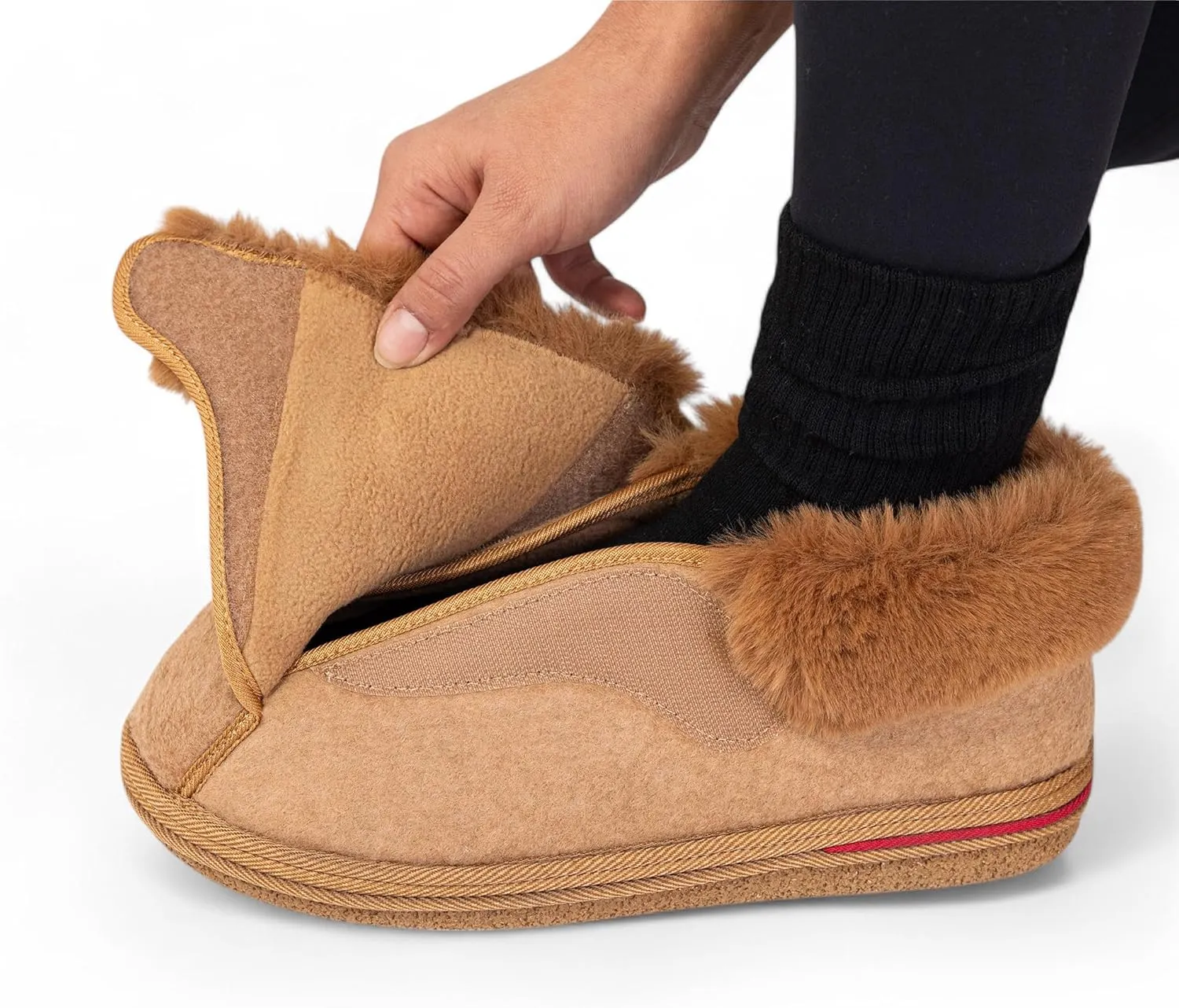 Women's Micro Suede Faux Fur Fleece Lined Cozy 80-D High-Density Memory Foam Winter Slipper Bootie Breathable House Shoes Non Skid Indoor Outdoor Sole