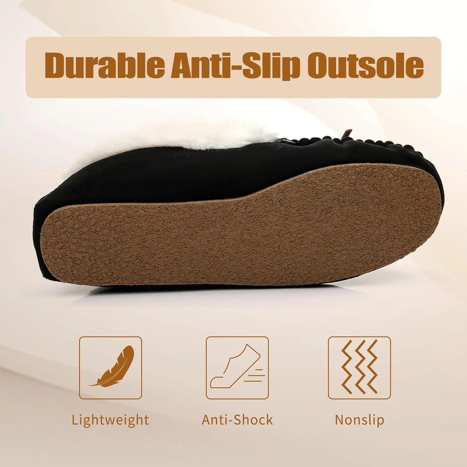 Women's Moccasin Slippers - Slip On House Slipper Warm Faux Fur lined Indoor Outdoor Shoe