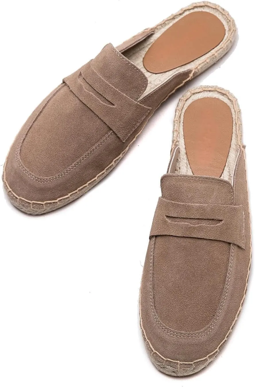 Women's Mule - Soft and Comfortable Women's Flat Mule Slippers, Non Slip Cowhide Flat Shoes, Suitable for Work, Vacation, Beach, Vacation, Shopping