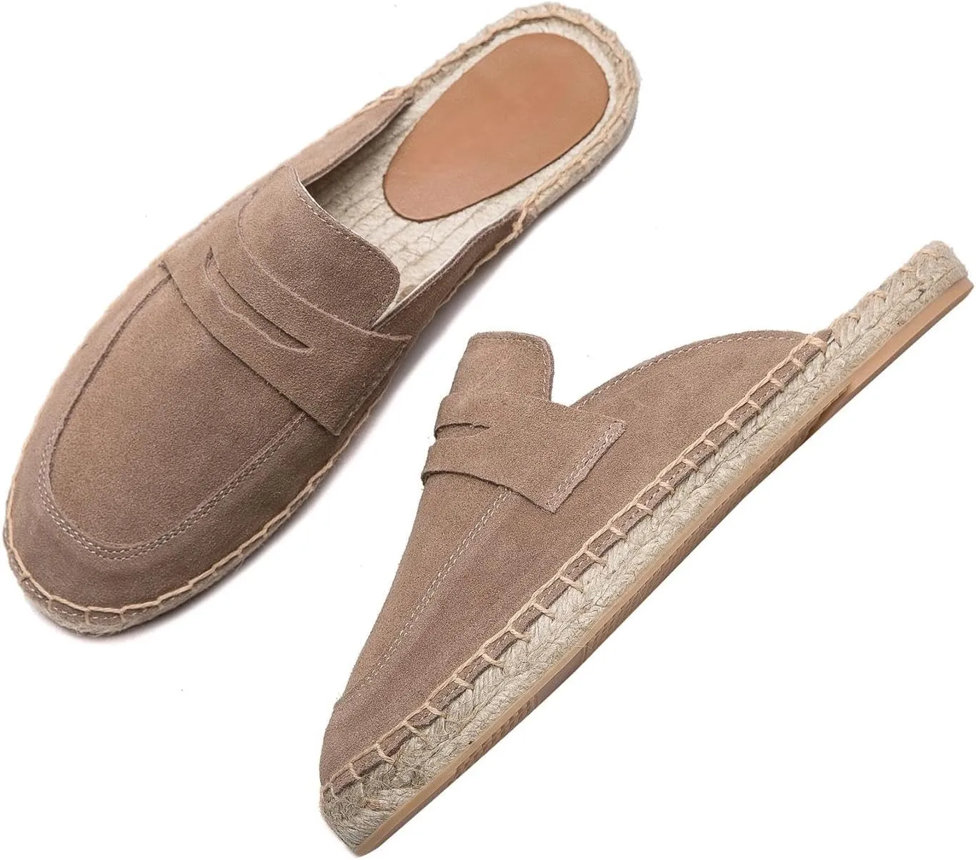 Women's Mule - Soft and Comfortable Women's Flat Mule Slippers, Non Slip Cowhide Flat Shoes, Suitable for Work, Vacation, Beach, Vacation, Shopping