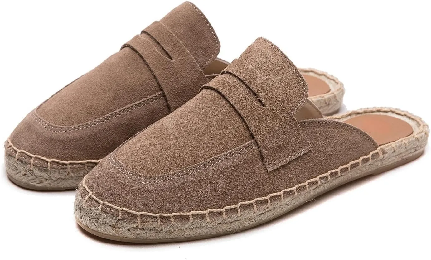 Women's Mule - Soft and Comfortable Women's Flat Mule Slippers, Non Slip Cowhide Flat Shoes, Suitable for Work, Vacation, Beach, Vacation, Shopping