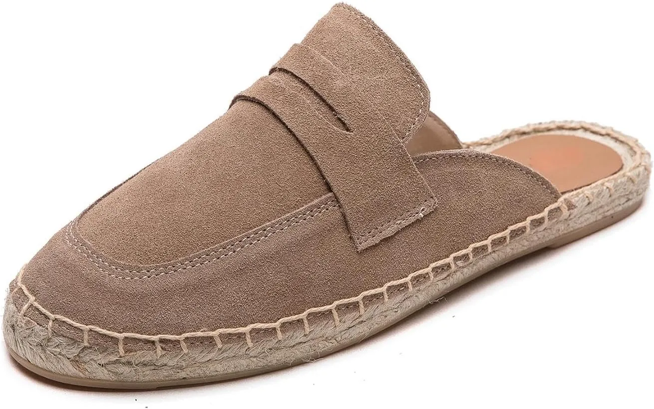 Women's Mule - Soft and Comfortable Women's Flat Mule Slippers, Non Slip Cowhide Flat Shoes, Suitable for Work, Vacation, Beach, Vacation, Shopping