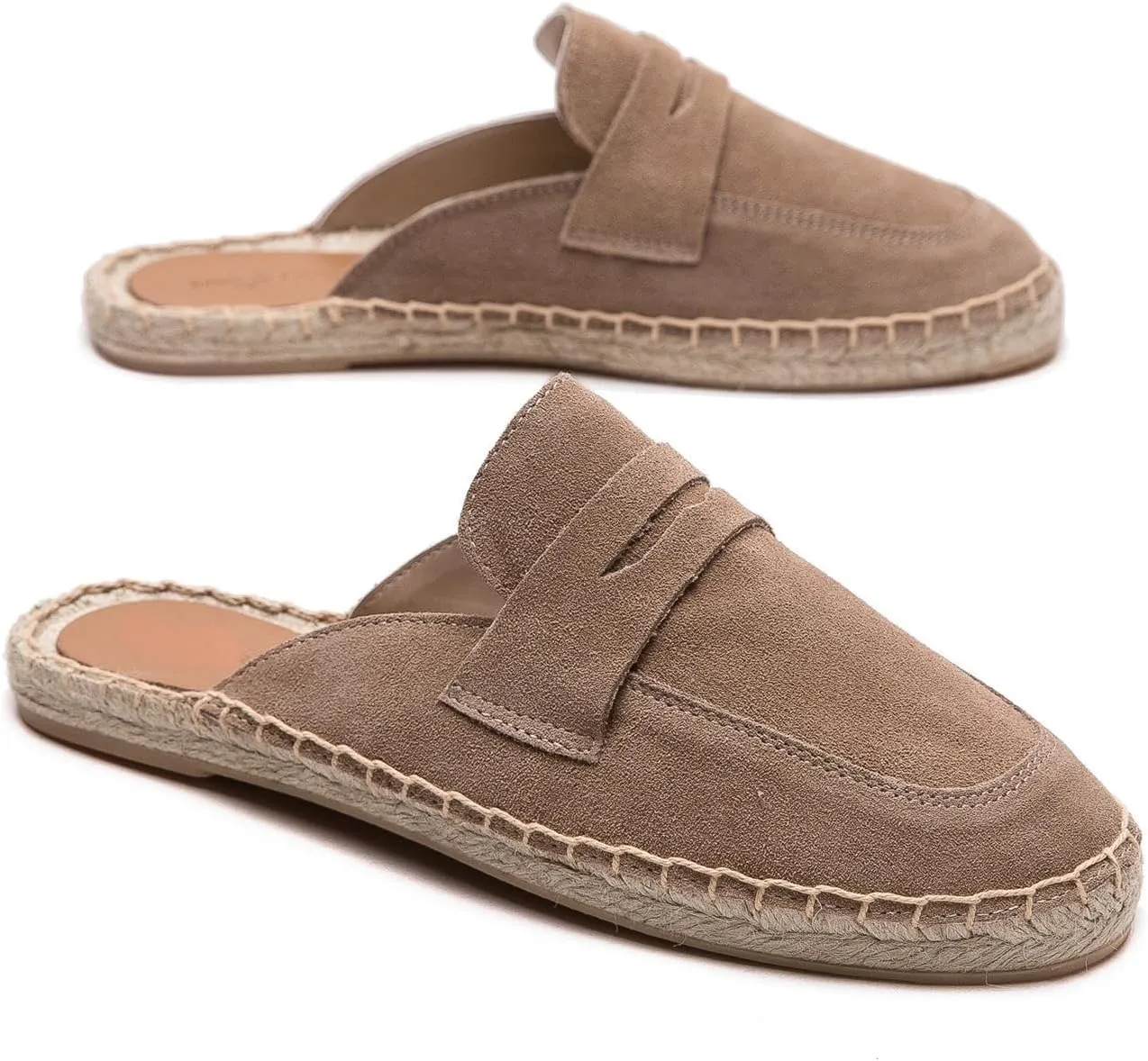 Women's Mule - Soft and Comfortable Women's Flat Mule Slippers, Non Slip Cowhide Flat Shoes, Suitable for Work, Vacation, Beach, Vacation, Shopping