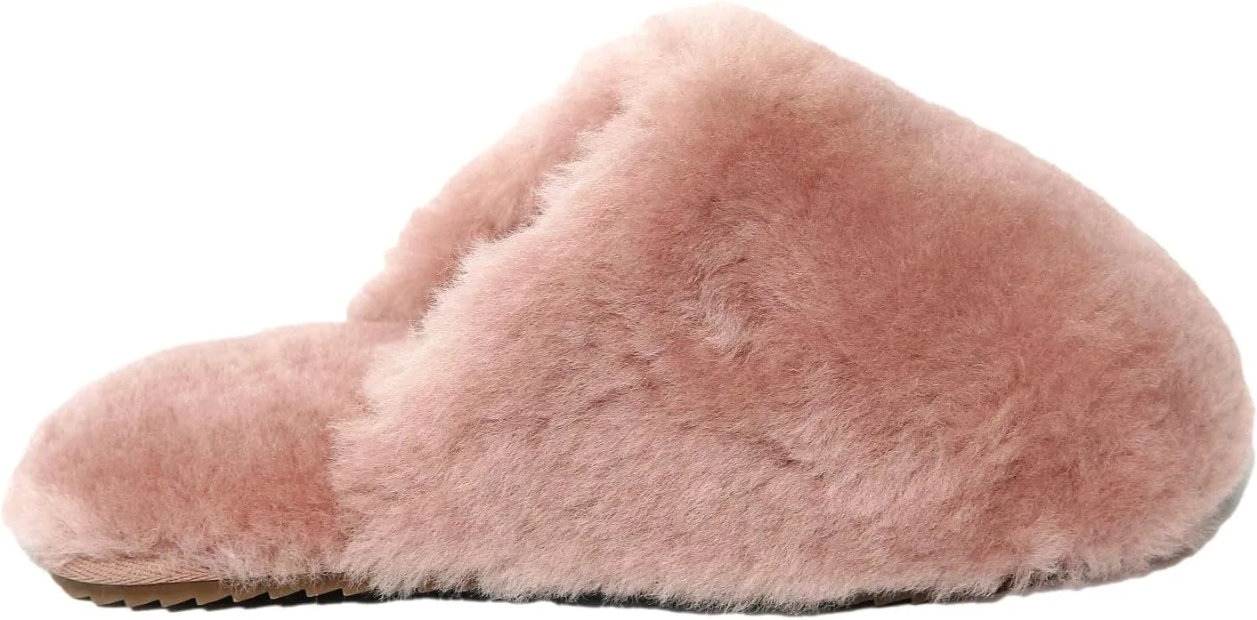 Womens Natural Sheepskin Fur Warm Slipper Comfy Slip on House Slippers Indoor Outdoor Scuff Slipper