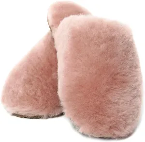 Womens Natural Sheepskin Fur Warm Slipper Comfy Slip on House Slippers Indoor Outdoor Scuff Slipper