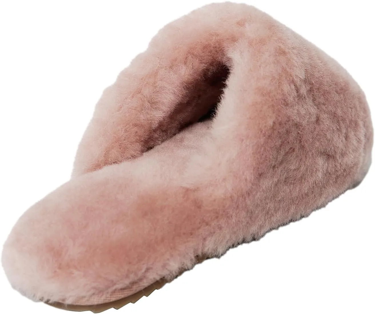 Womens Natural Sheepskin Fur Warm Slipper Comfy Slip on House Slippers Indoor Outdoor Scuff Slipper