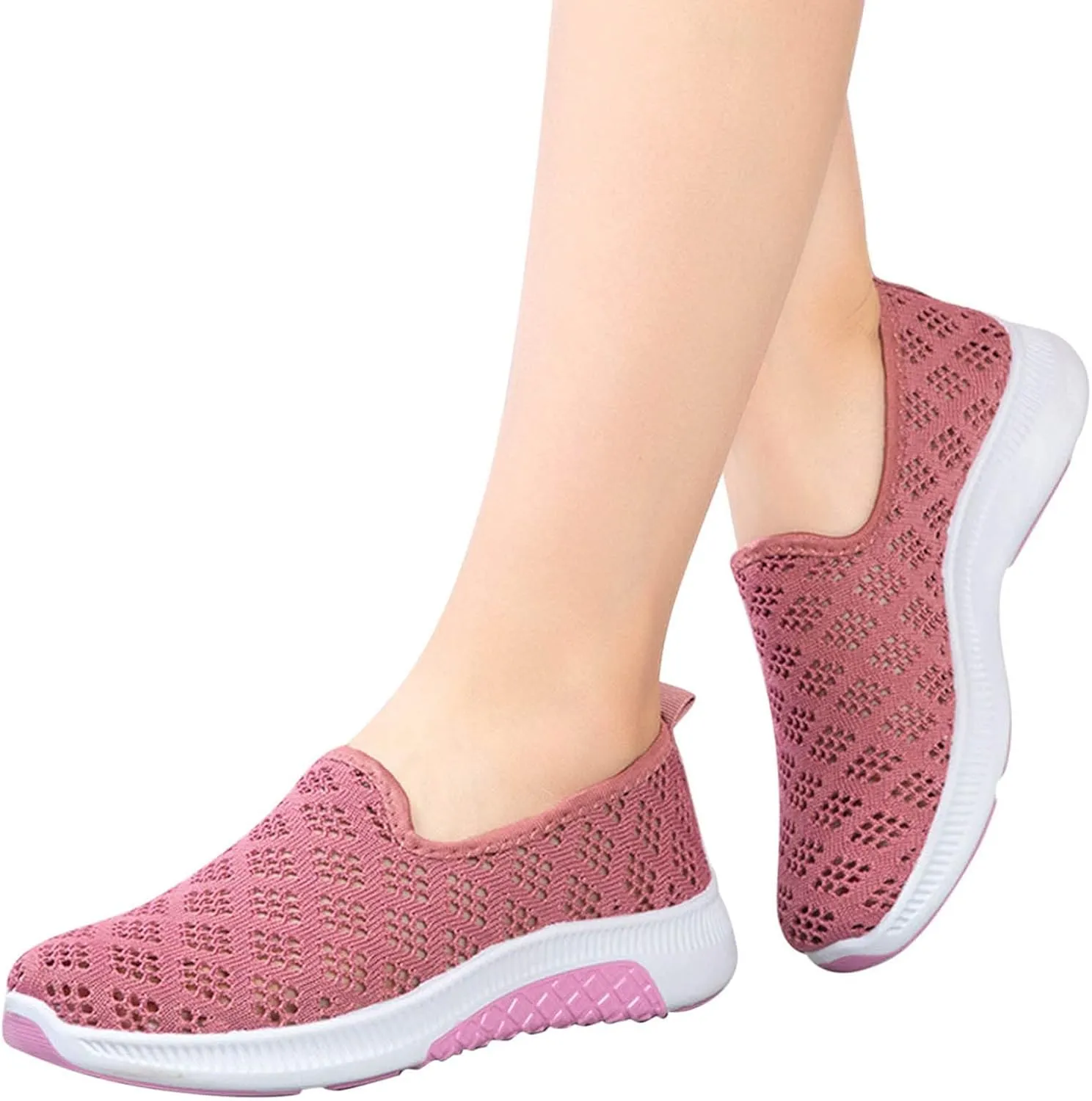 Womens Non Slip Slip On Sneakers Casual Walking Shoes Lightweight Canvas Comfortable Flats Elastic Loafers