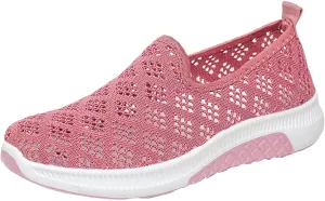Womens Non Slip Slip On Sneakers Casual Walking Shoes Lightweight Canvas Comfortable Flats Elastic Loafers