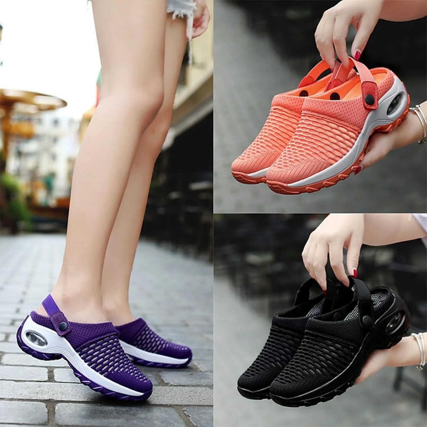 Womens Orthopedic Clogs with Air Cushion Breathable Slip-On Arch Support Sandals Lightweight Beach Walking Slippers