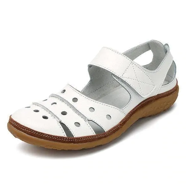 Women's Orthopedic Hook Flat Leather Sandals
