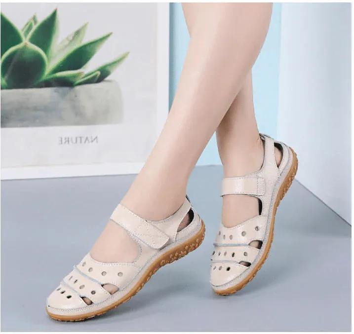 Women's Orthopedic Hook Flat Leather Sandals