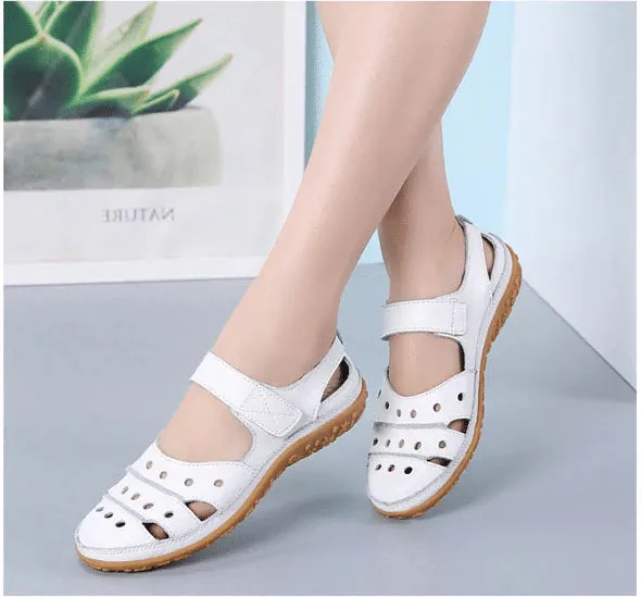Women's Orthopedic Hook Flat Leather Sandals