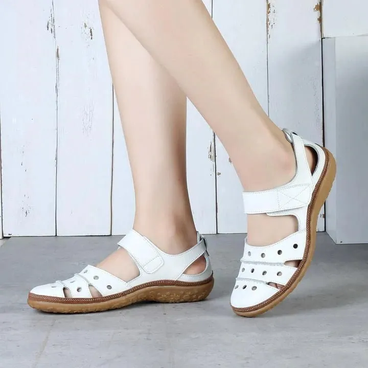 Women's Orthopedic Hook Flat Leather Sandals