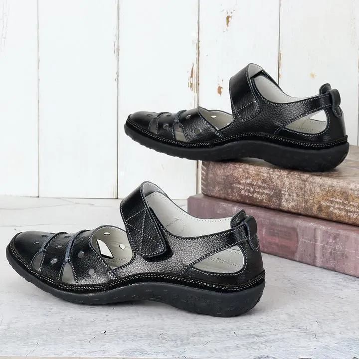 Women's Orthopedic Hook Flat Leather Sandals