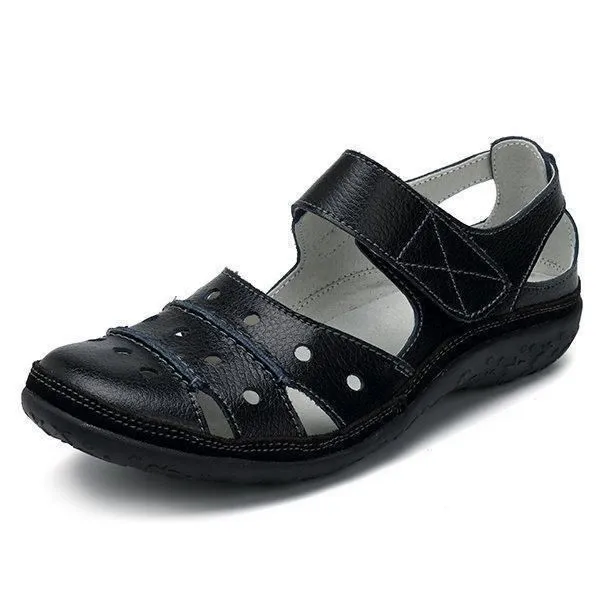 Women's Orthopedic Hook Flat Leather Sandals