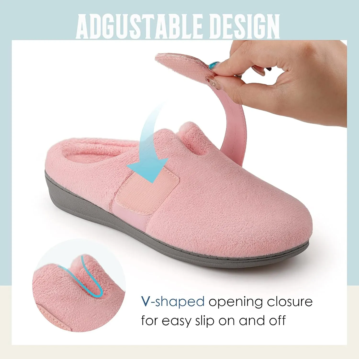 Women’s Orthotic House Slippers with Arch Support Adjustable Fuzzy Ladies Shoes