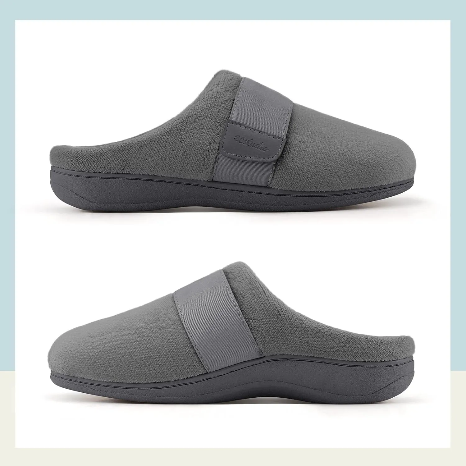 Women’s Orthotic House Slippers with Arch Support Adjustable Fuzzy Ladies Shoes
