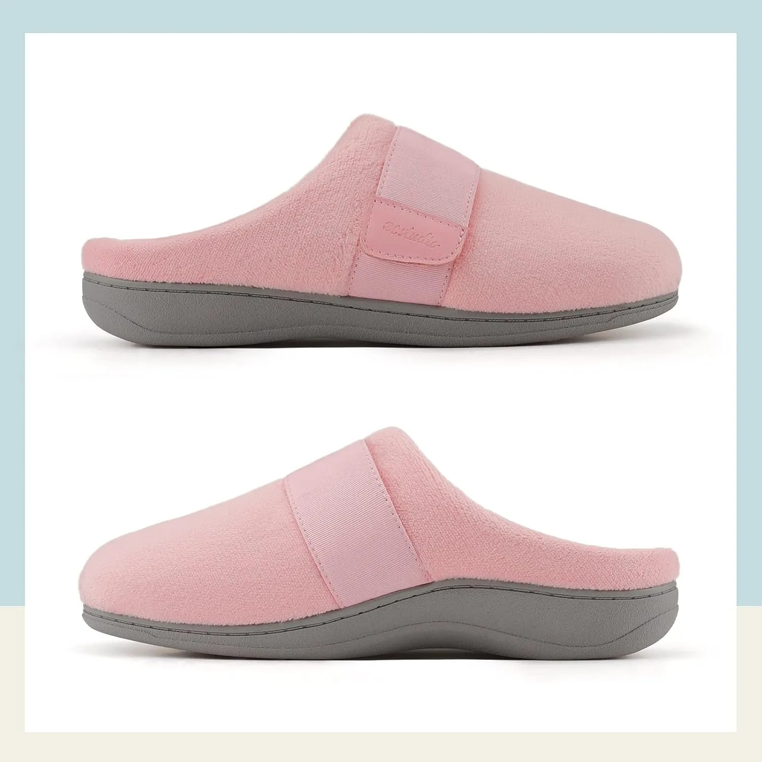 Women’s Orthotic House Slippers with Arch Support Adjustable Fuzzy Ladies Shoes