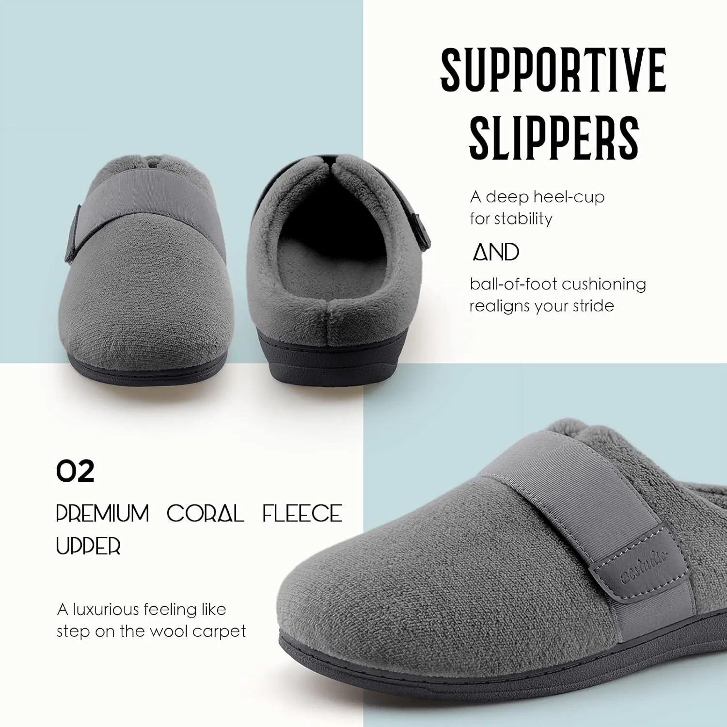 Women’s Orthotic House Slippers with Arch Support Adjustable Fuzzy Ladies Shoes