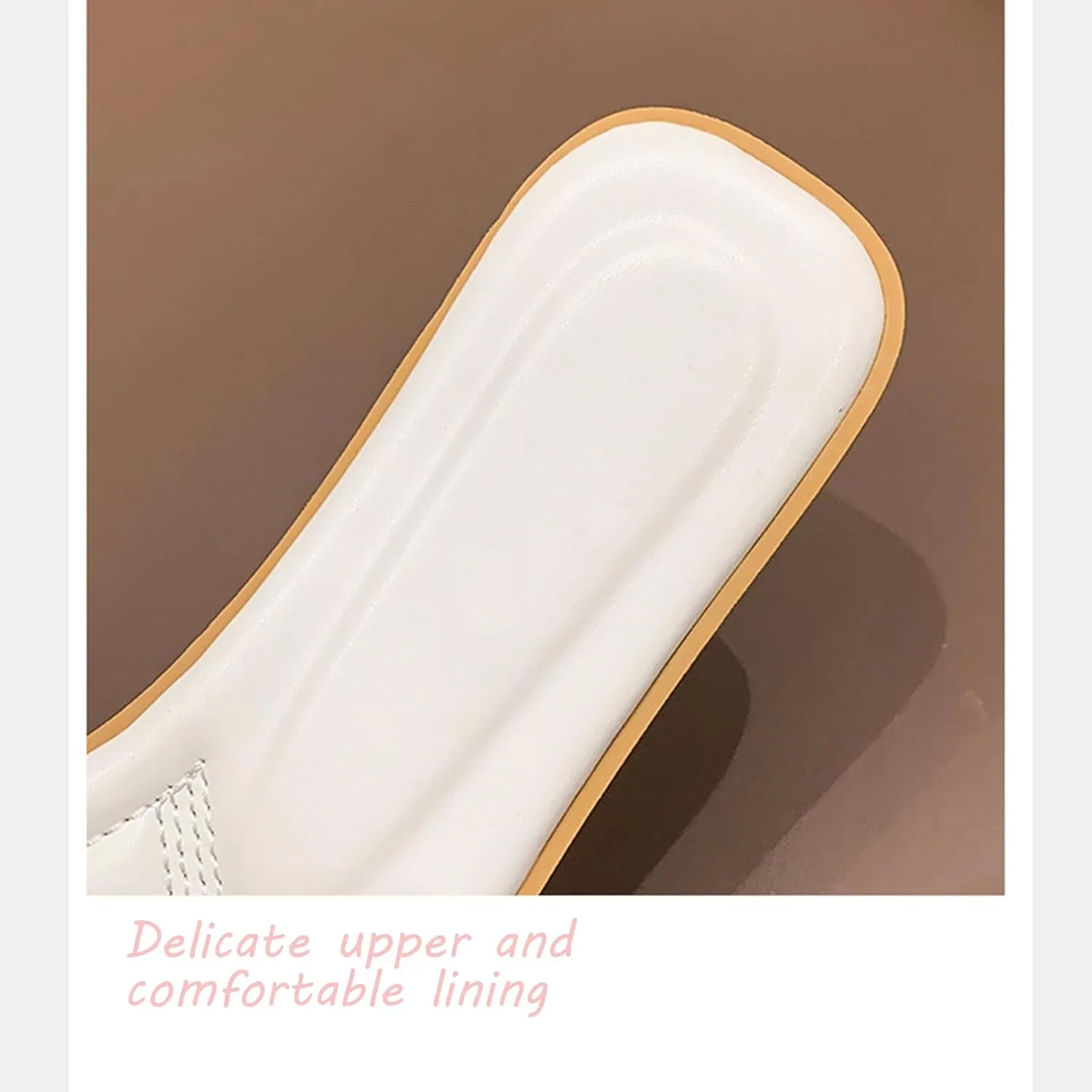 Women's Pearl Ruffled Square Open Toe Slides Sandals Fashionable Soft Flats Memory Foam Slip On Anti-Slip Dress Wedding Slippers