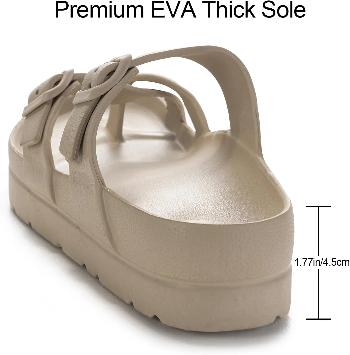 Women's Platform Sandals with Arch Support, Comfort Slides Adjustable Slip On Flat Sandals for Summer Ultra Cushion & Thick Soles