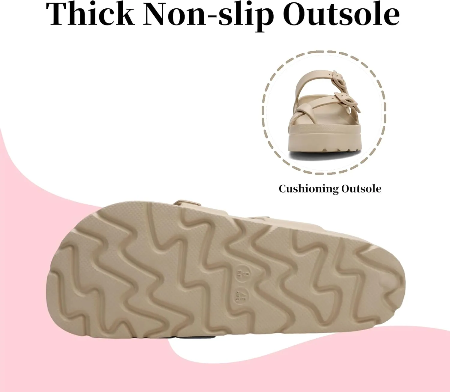 Women's Platform Sandals with Arch Support Comfortable Lightweight Sandals Slipper Adjustable Buckle - Ultra Cushion