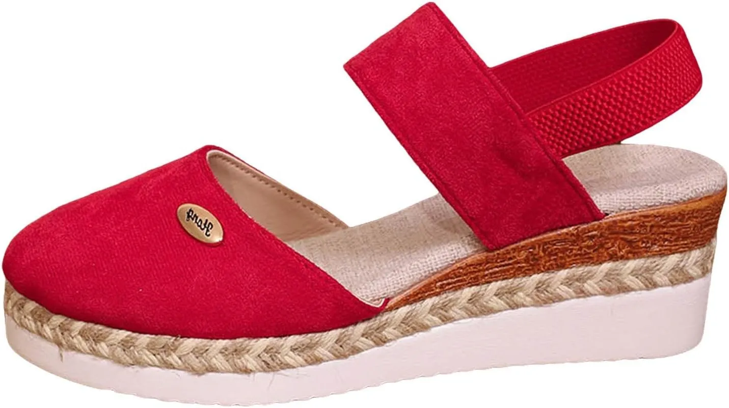 Womens Sandals 2025 Platform Suede Wedges Heel Sandals Slip On Sandals Flatform Closed Toe Beach Sandals