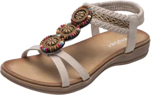 Women's Sandals Bohemia Summer Vintage Beach Flats Beaded Ankle Strappy Sandal Athletic Hiking Sandals Outdoor Walking Sandals