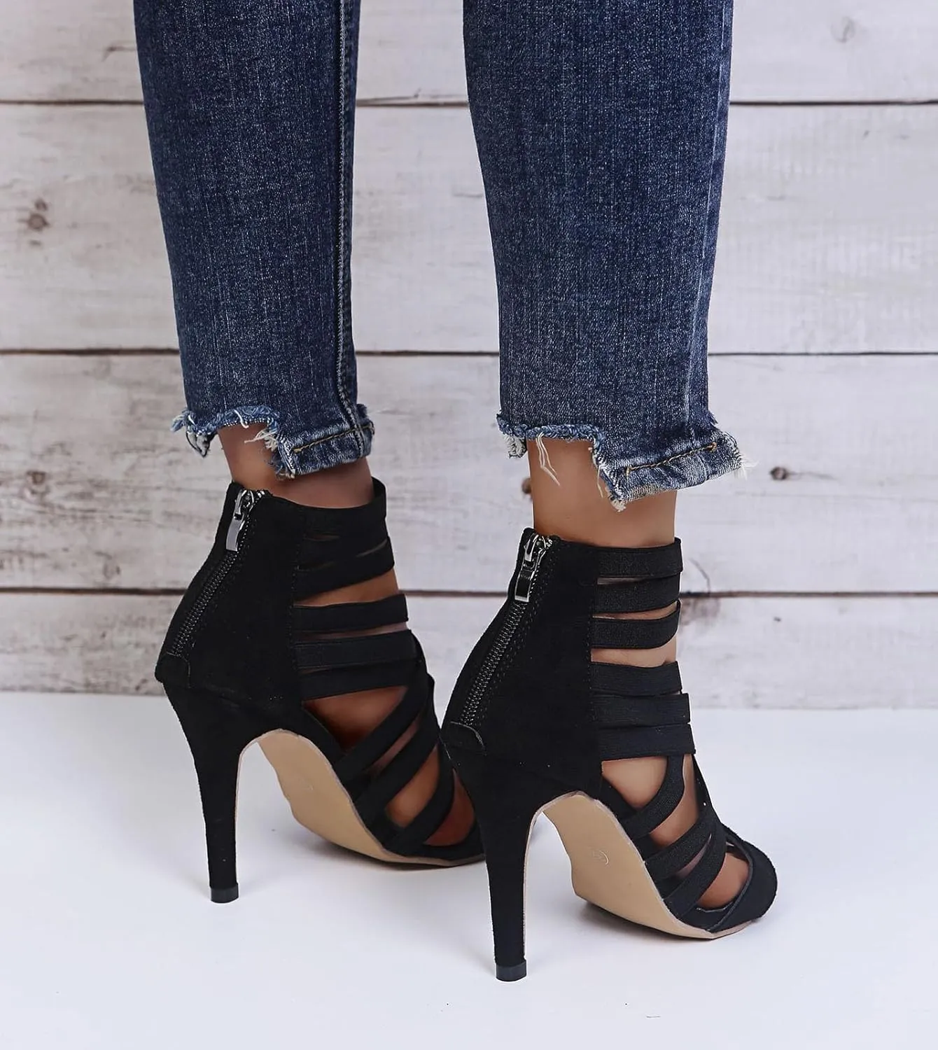 Women's Sexy Gladiator High Heel Sandals - 2025 Summer Fashion Strappy Roman Shoes with Elastic Bands,