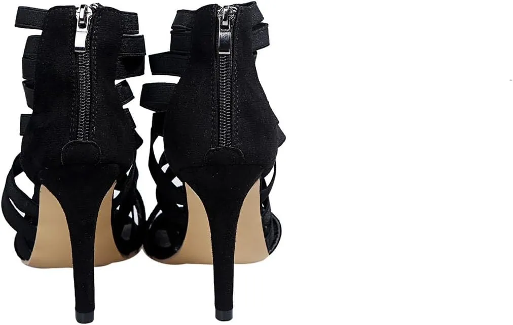 Women's Sexy Gladiator High Heel Sandals - 2025 Summer Fashion Strappy Roman Shoes with Elastic Bands,