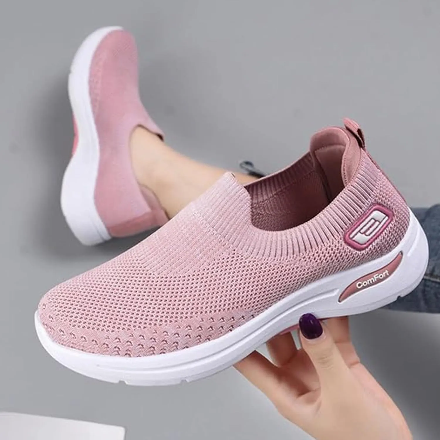Womens Slip On Running Shoes Gym Workout Shoes Fashion Sneakers Athletic Tennis Sports Shoe Lightweight Breathable Fashion Casual Athletic Workout Walking Sneaker